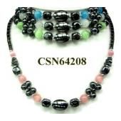 Colored Opal Beads Hematite Round Beads Stone Chain Choker Fashion Women Necklace